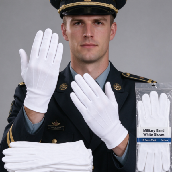 Military Band White Gloves Set (Pack of 10 Pairs)