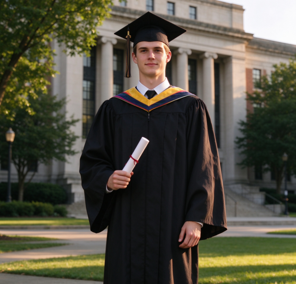 Classic Bachelor's Degree Regalia Set (Gown, Cap, and Hood)