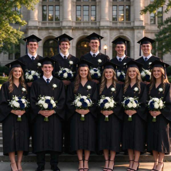 Graduation Ceremony Hand-Tied Bouquet & Corsage Set (for 10 people)