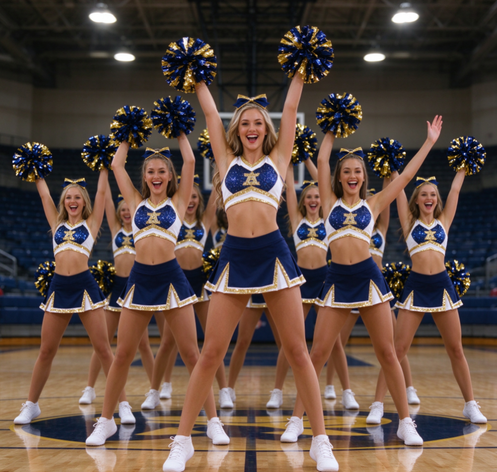 Standard Cheerleading Set (Top, Skirt, and Hair Accessory)