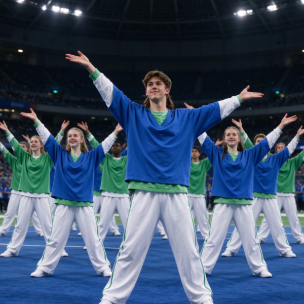 Costume for large-scale group calisthenics performances (loose fit, suitable for layering)