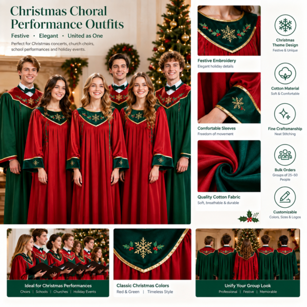 Christmas Choir Performance Outfit (Red & Green Color Scheme + Festive Elements)